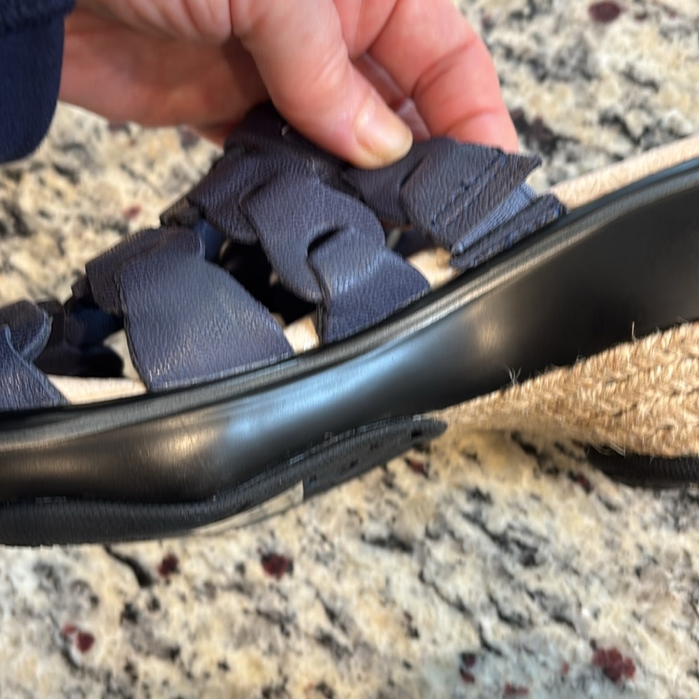 Jambu memory foam leather romance Navy Woven wedge Sandals - Picture 13 of 14